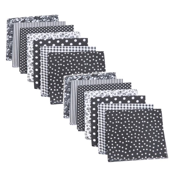 ZOURIH 14 Pcs 20"x20" Quilting Cotton Fabric Squares Sheets Pre-Cut Multi-Color Design Printed Floral Craft Fabric for DIY Sewing Scrapbooking Quilting Craft Patchwork,Black