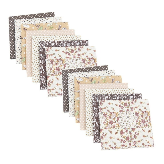 ZOURIH 14 Pcs 20"x20" Quilting Cotton Fabric Squares Sheets Pre-Cut Multi-Color Design Printed Floral Craft Fabric for DIY Sewing Scrapbooking Quilting Craft Patchwork,Brown