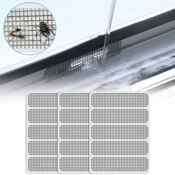 ZOURIH 15 Pcs Window Screen Patches Repair Kit,Black Window Screen Repair Kit for Mesh Screen Door,Strong Adhesive Fiberglass Quick Screen Repair Tape,15