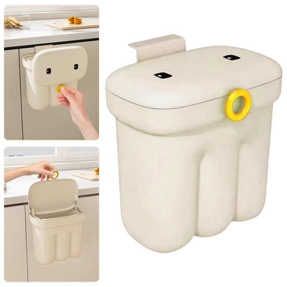 ZOURIH 15L Kitchen Compost Bin for Countertop or Under Sink - Hanging Small Trash Can with Lid for Cupboard/Bathroom/Bedroom/office/Camping, Mountable Indoor Compost Bucket,White