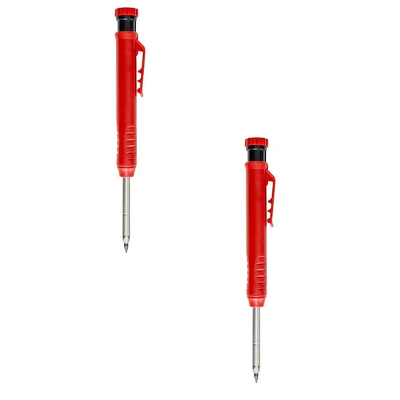 ZOURIH 2 Pack Carpenter Pencil, Mechanical Pencils,Construction Pencil Heavy Duty Woodworking Pencils Deep Hole Long Nib Marker Pens,Red
