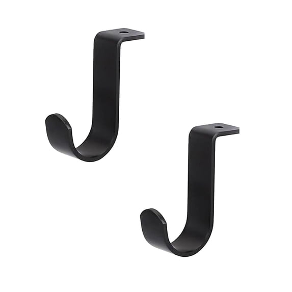 ZOURIH 2 Pack Heavy Duty Closet Rod Brackets for 1-inch Diameter Rods,Metal Hanging Shelf Rods Support with Screws,Black Closet Rod Holders for Living Room Kitchen Garden and Bathroom,Black