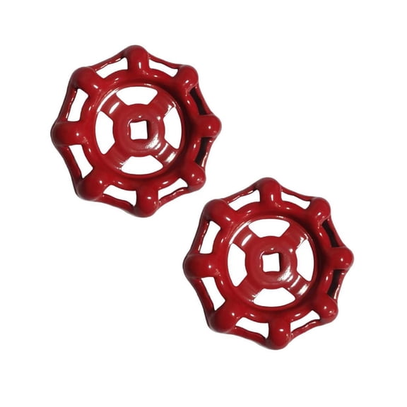 ZOURIH 2 Pack Outside Faucet Handles Replacement Faucet Round Wheel Handle Square Stem Hole Hose Bib Handle Cast Iron Water Spigot Handle 9/32inch x 9/32inch (7mm x 7mm),Red