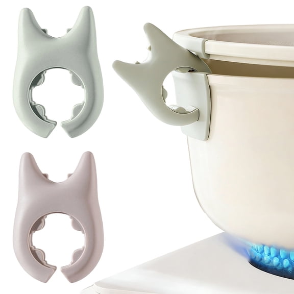 ZOURIH 2 Pack Silicone Pot Clip Spoon Rest - Adjustable Utensil Holder with Drip-Free Design for Spoons, Spatulas, Non-Slip Clip for Pots, Pans, Stove organizer,Grey