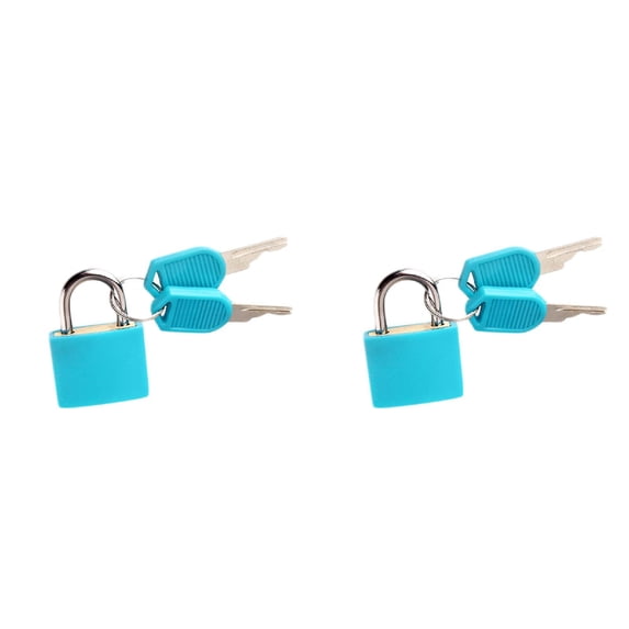ZOURIH 2 Pack Suitcase Locks with Keys - Multicolor Metal Luggage Padlocks - Mini Keyed Padlocks for Suitcase, Backpack, Boxes, Travel Bags, Locker,Light Blue
