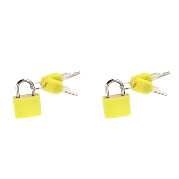 ZOURIH 2 Pack Suitcase Locks with Keys - Multicolor Metal Luggage Padlocks - Mini Keyed Padlocks for Suitcase, Backpack, Boxes, Travel Bags, Locker,Yellow