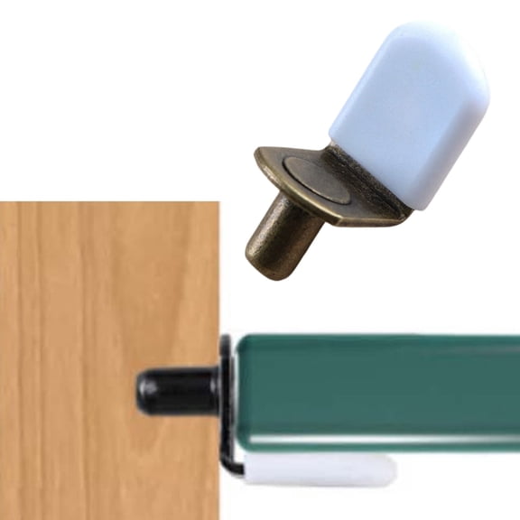 ZOURIH 2 Pcs 1/4 inch Shelf Support Pegs,L-Shaped Metal Shelf Pins with Protective Rubber Sleeves,Cabinet Hardware for Bookshelf,Closet,Glass Corner Shelf,Z-Bronze+White Sleeves