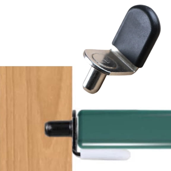 ZOURIH 2 Pcs 1/4 inch Shelf Support Pegs,L-Shaped Metal Shelf Pins with Protective Rubber Sleeves,Cabinet Hardware for Bookshelf,Closet,Glass Corner Shelf,Z-Silver+Black Sleeves
