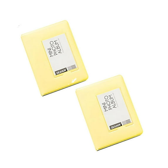 ZOURIH 2 Pcs 64 Pockets Mini Photo Album, Album Book for Fujifilm Instax Mini 12/11/SE/99/90/EVO/Link/Liplay Instant Camera 2.15x3.4 inches Films, PU Mini Photo Album,Yellow