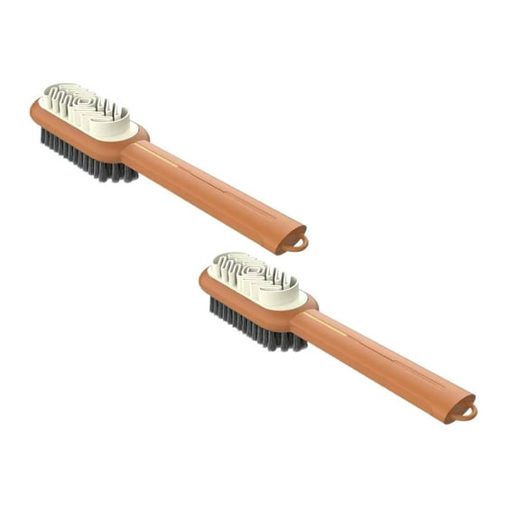 ZOURIH 2 Pcs Cleaning Shoe Brushes Double-Sided Shoe Brush for Cleaning Soft bristled Silicone Brush Shoe Cleaner Brush Shoe Scrubbing Brush Multifunctional Long Handle Shoe Brush Scrub,Orange