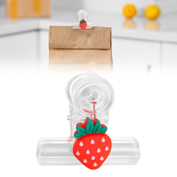 ZOURIH 2 Pcs Cute Cartoon Snack Bag Clips Set with Strawberry Designs - Food Bag Clips for Chips Sealable Pouch for Kitchen Storage and organization,Strawberry