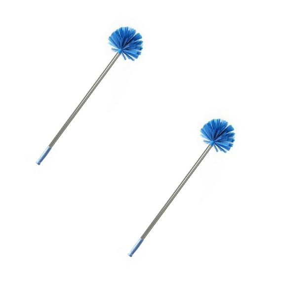 ZOURIH 2 Pcs Extended Reach Cobweb Duster with 5-Foot Pole - Medium Bristle Brush for Ceiling, Wall, and Indoor/Outdoor Cleaning, Lightweight Stainless Steel,Blue
