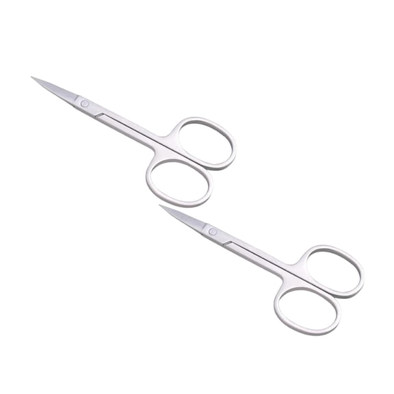 ZOURIH 2 Pcs Small Scissors,3.3in Beauty Scissors,for Personal Facial Hair Grooming,Curved and Round Design,for Trim Men/Women Eyebrows Trimming, Eyelashes,Nose Hair, Ear, Mustache,Scissor-Silver