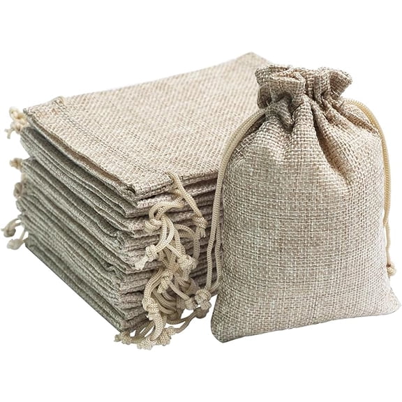 ZOURIH 20 PCS Burlap Bags with Drawstring,3.5x4.7 Inch Drawstring Gift Bag Jewelry Pouches for Wedding Party Favors, DIY Craft Christmas Presents,Beige