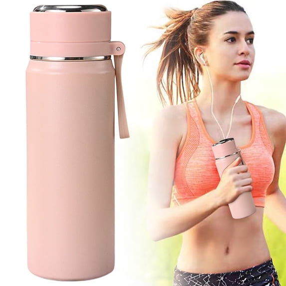 ZOURIH 20 oz Insulated Water Bottle with Handle, 304 Stainless Steel Water Bottles with Wide Mouth, Double Wall Vacuum Sports Water Bottle, BPA Free, Keep Cold and Hot,Pink