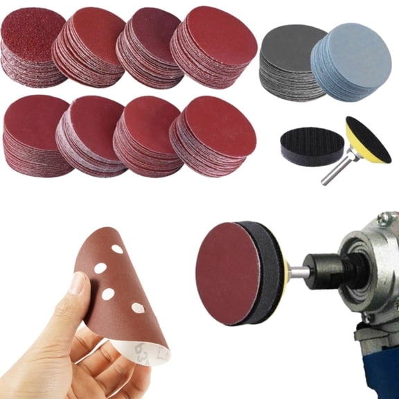 ZOURIH 200 Pcs Sanding Discs 2 Inch Sandpaper Hook and Loop Sanding Discs for Drill Grinder Rotary Tools No Hole