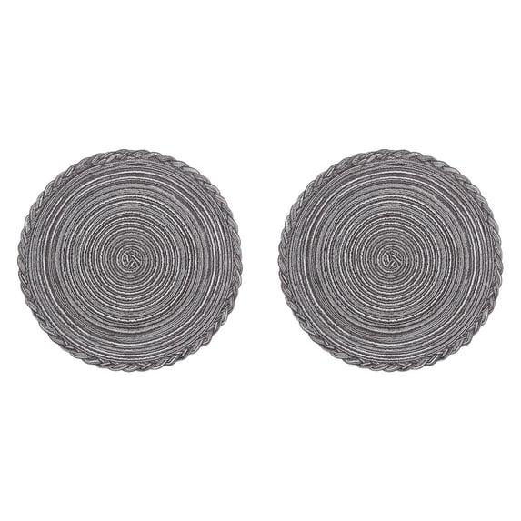 ZOURIH 2PCS Bohemia Round Cotton Coasters for Drinks Round Braided Woven Coasters 7.09" Washable Heat-Resistant Drink Mats Fabric Indoor Outdoor Place Mats,Grey
