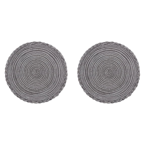 ZOURIH 2PCS Bohemia Round Cotton Coasters for Drinks Round Braided Woven Coasters 7.09" Washable Heat-Resistant Drink Mats Fabric Indoor Outdoor Place Mats,Grey