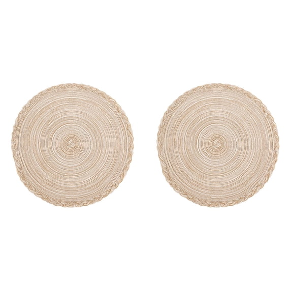 ZOURIH 2PCS Bohemia Round Cotton Coasters for Drinks Round Braided Woven Coasters 7.09" Washable Heat-Resistant Drink Mats Fabric Indoor Outdoor Place Mats,Coffee