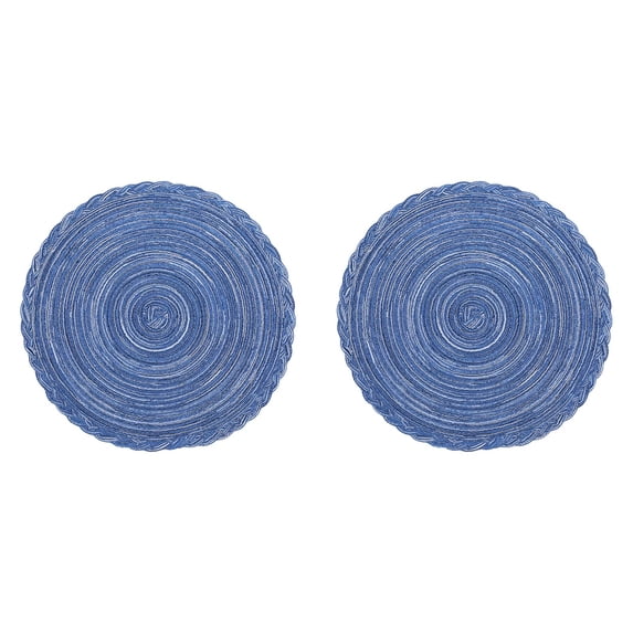 ZOURIH 2PCS Bohemia Round Cotton Coasters for Drinks Round Braided Woven Coasters 7.09" Washable Heat-Resistant Drink Mats Fabric Indoor Outdoor Place Mats,Blue