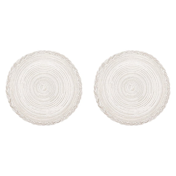 ZOURIH 2PCS Bohemia Round Cotton Coasters for Drinks Round Braided Woven Coasters 7.09" Washable Heat-Resistant Drink Mats Fabric Indoor Outdoor Place Mats,White