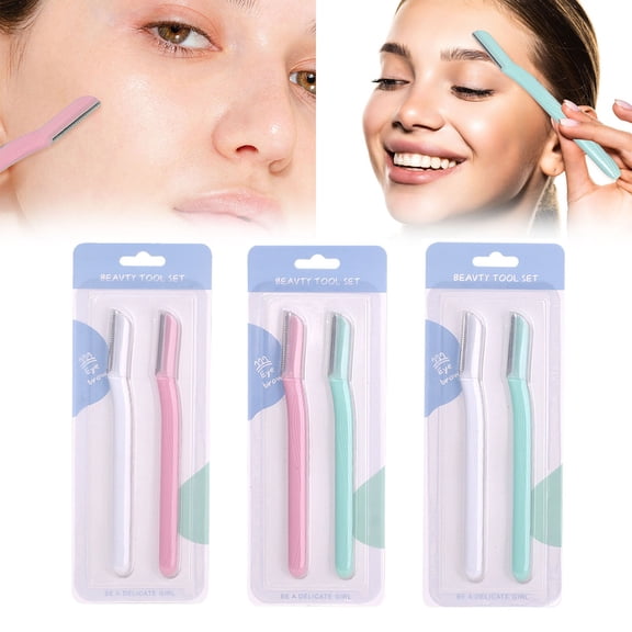 ZOURIH 2PCS Eyebrow Razor, Dermaplane Face Razors for Women Facial Hair, Eyebrow Shaver, Peach Fuzz Removal, Dermaplaner to Exfoliate and Refresh the Skin