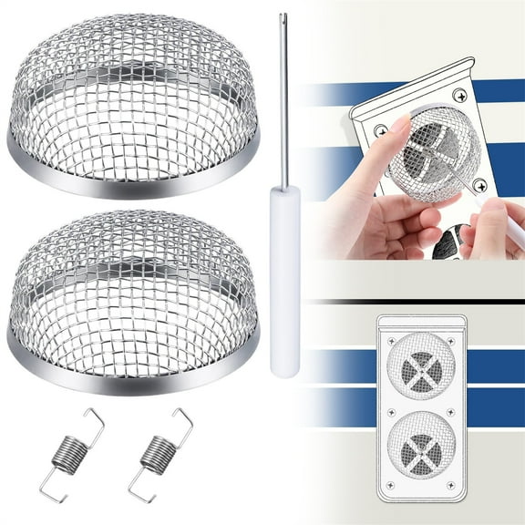 ZOURIH 2PCS RV Furnace Vent Screen with Premium Stainless Steel, RV Heater Vent Cover with Installation Tool