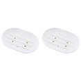 thumbnail image 1 of ZOURIH 2PCS Soap Dish, Bathroom Soap Dishes Soap Holder Soap Tray with Holes to Drain Water- Oval Shape Soap Dish for Shower Bathroom Kitchen Counter top, Keep Soap Dry - Flexible Silicone,White, 1 of 4
