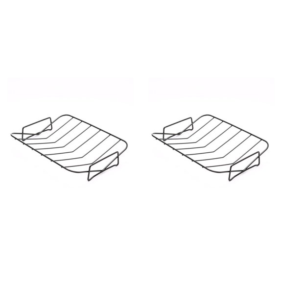 ZOURIH 2PCS Turkey Roasting Rack,V-shaped Racks for Grilling and Smoking,13"×10" Carbon Steel Turkey Roaster Racks Nonstick Cooking Rack for Roasting Pan Oven Induction BBQs Smoker,Black