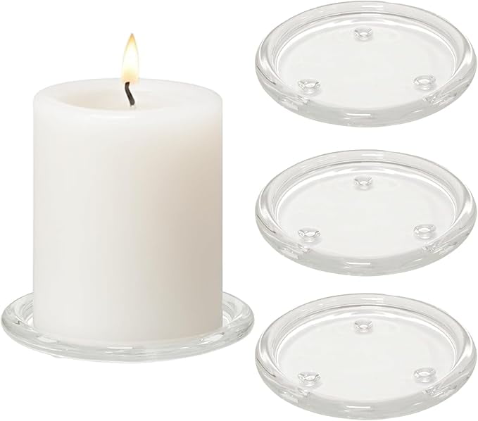 ZOURIH 3 PCS 4 inch Clear Glass Candle Plates & Pillar Candle Holders — free download