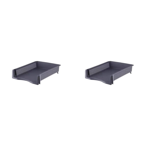 ZOURIH 3 PCS Stackable Office Paper Tray,10"x12.8"x2", Plastic Stackable Letter Tray, Gray