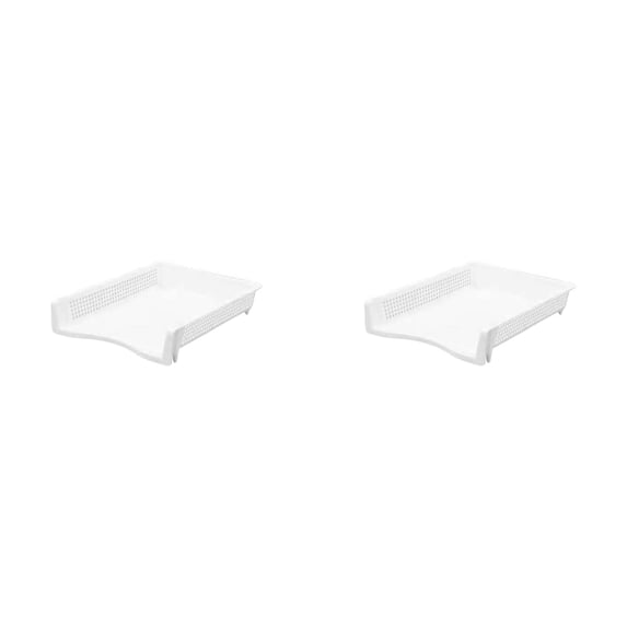 ZOURIH 3 PCS Stackable Office Paper Tray,10"x12.8"x2", Plastic Stackable Letter Tray, White