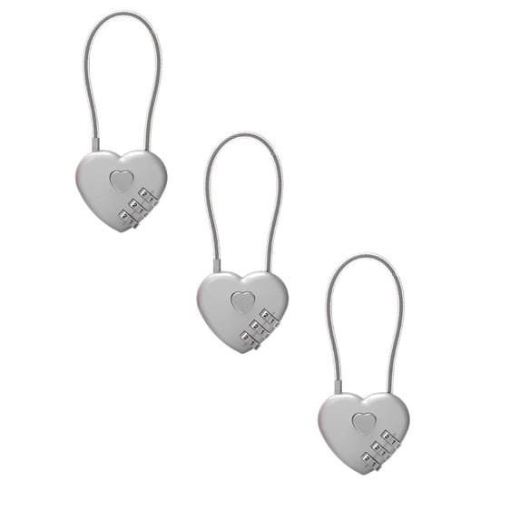 ZOURIH 3 Pack Combination Lock,3 Digit Heart Shaped Padlock for School Gym Locker,Cable Luggage Locks,Sports Locker Lock,Luggage,Fence,Backpack,Valentine Gift,White