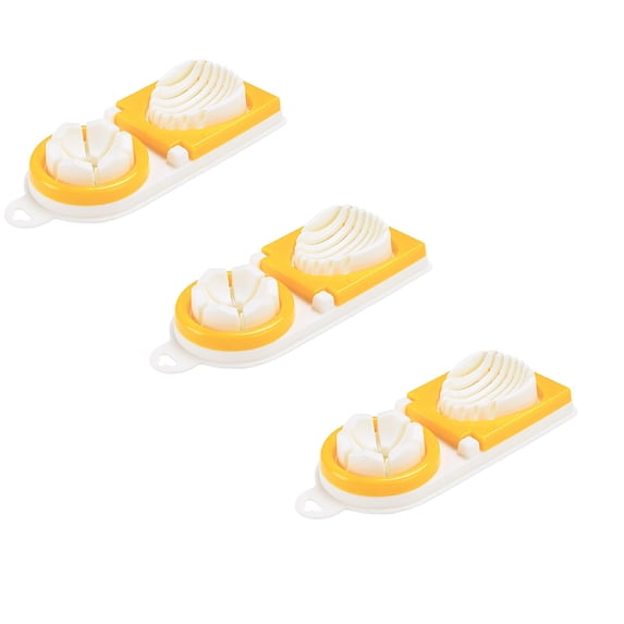 ZOURIH 3 Pcs Egg Slicer with Stainless Steel Wire Egg Slicer,Multifunctional Egg Cutter for Even Slicing & Wedging,Evenly Slicing Boiled Eggs Ham Banana and Strawberry,Yellow