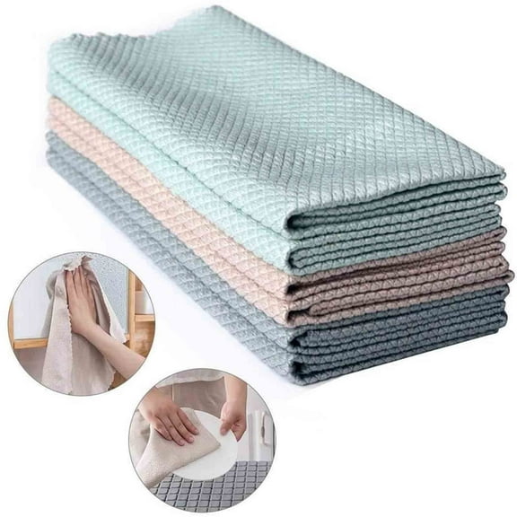 ZOURIH 3 Pcs Fish Scale Streak Free Magic Glass Window Car Mirror Microfiber Cleaning Cloth Cleaner Cloths,Lint Free Stainless Steel Windshield Shower Cleaning Cloth(Color Random)