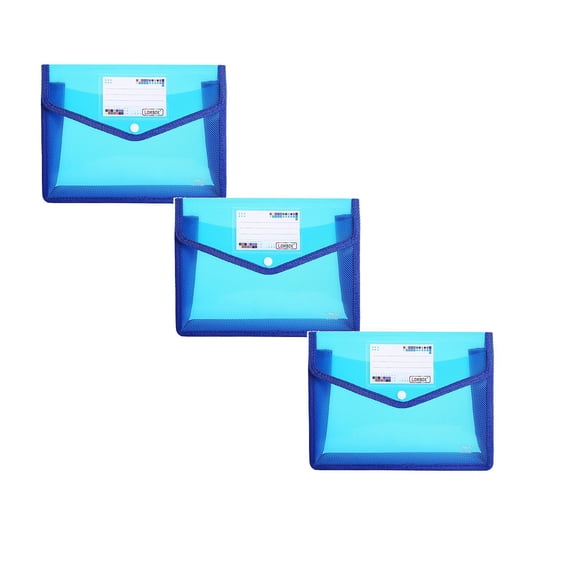 ZOURIH 3 Pcs Plastic Expanding File Folder,Envelope Folders for Documents,Waterproof Transparent Expandable File Folder,Large Capacity,Fit Letter/A4 Size,Blue