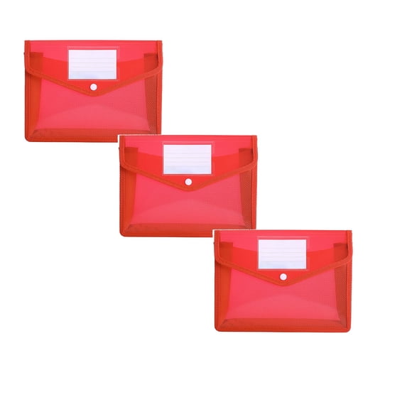ZOURIH 3 Pcs Plastic Expanding File Folder,Envelope Folders for Documents,Waterproof Transparent Expandable File Folder,Large Capacity,Fit Letter/A4 Size,Red