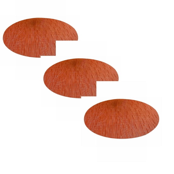 ZOURIH 3 Pcs Round Placemats Heat Resistant Vinyl Placemats 17*12 inch Washable Non-Slip Table Mats Woven Place Mats for Dining Table,Orange