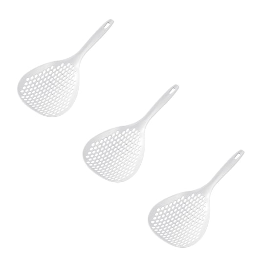 ZOURIH 3 Pieces Strainer Scoop Colander Slotted Pasta Spoon Plastic Skimmer Spoon with Handle Food Drain Shovel for Kitchen Cooking,White