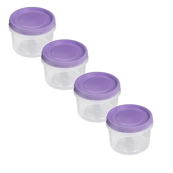 ZOURIH 4 Pack 10 oz/ 300 ml Freezer Containers with Lids Plastic Twist top Deli Jars Reusable Freezer Storage Containers for Food Round Wide Mouth Lunch Snacks,