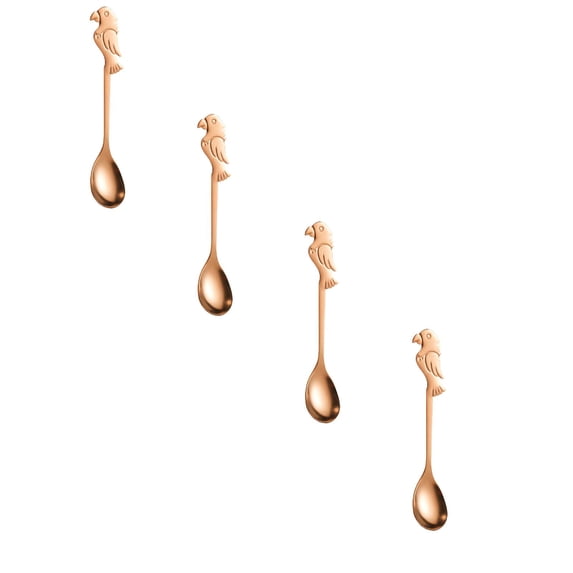 ZOURIH 4 Pcs Parrot Long Handle Spoons,Coffee Stirrers,Premium Stainless Steel Coffee & Ice Cream Spoons,Bronze