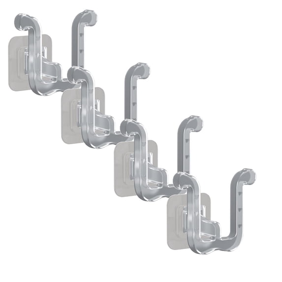 ZOURIH 4 Pcs Wall Mounted Shoe Rack - Premium Hanging Shoe organizer Shelf with Sticky Hanging Mounts,Door Shoe Hangers with Hooks for Slippers Storage,Clear