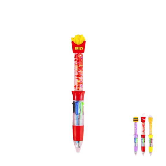 ZOURIH 4-in-1 Fast Food themed Multicolor Pens - 1 Pcs Cute Kawaii Ballpoint Pens with Glitter for Birthday & Party Favors,Random Color