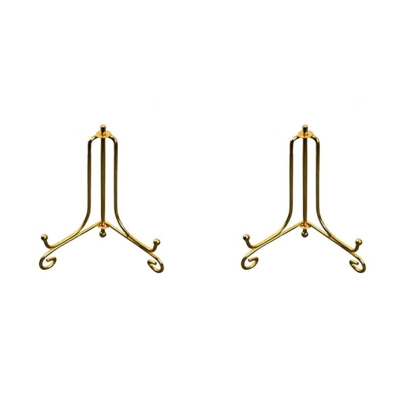 ZOURIH 4 inch Iron Plate Stands for Display,Plate Holder Display Stand,Gold Easel Stands for Photo,Picture Frame,Decorative Dish,Book and Tabletop Art,Gold(2PCS)
