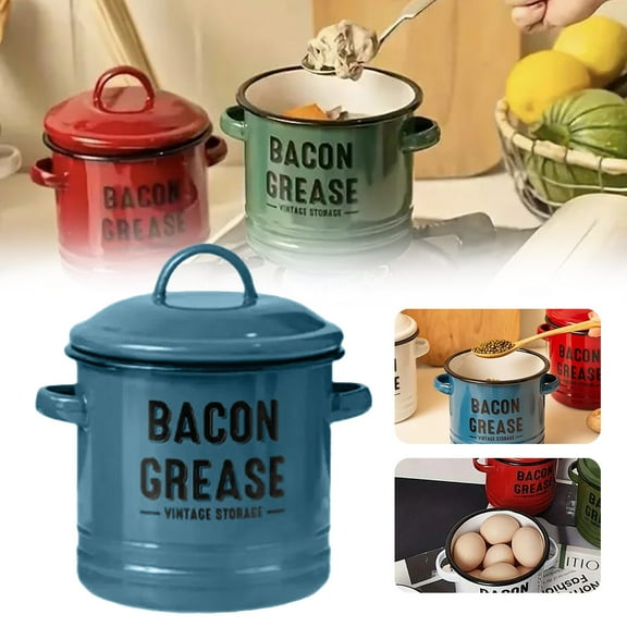 ZOURIH 41oz Bacon Grease Saver - Emptycolor Grease Container for Kitchen, Cooking Oil Bacon Fat Storage Can Jar, Grease Holder, Dishwasher Safe, Farmhouse Style,Blue