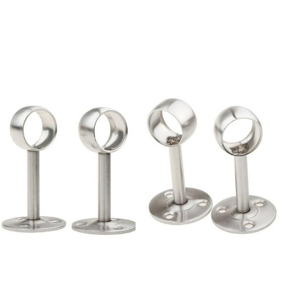 ZOURIH 4Pcs Shower Curtain Closet Rod Holder 22mm/ 0.85 inch Ceiling Mount Pipe Flange Socket, Stainless Steel Curtain Rod Brackets,Silver
