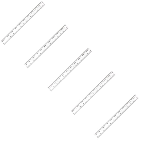 ZOURIH 5 Pcs Plastic Ruler,12 inch Clear Plastic Ruler,Centimeter,Millimeter and inches,Clear