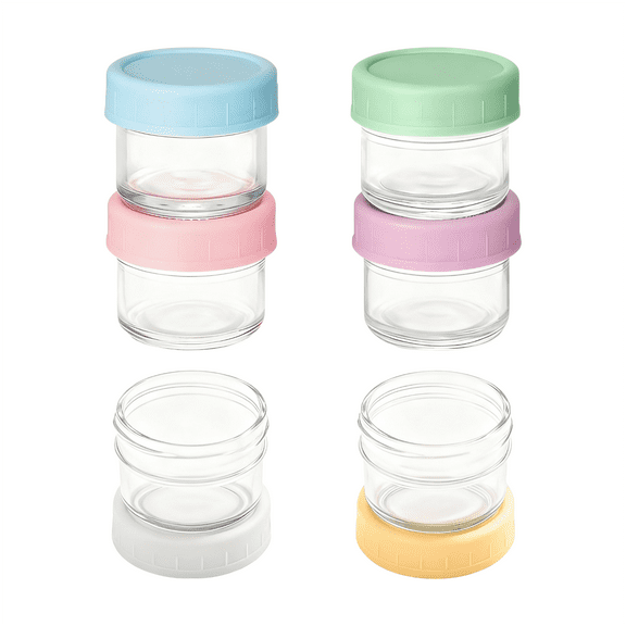 ZOURIH 6 PCS Salad Dressing Container, Glass Small Condiment Container with Lids, Dipping Sauce Cups Set, Leak-proof Reusable Sauce Containers for Lunch Box Work Trip