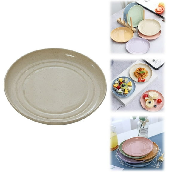 ZOURIH 6 inch Wheat Straw Plates, 1 Pack Small Plates, Lightweight Unbreakable Plastic Dinner Plates for Adult Dinner Camping Salad Dessert,Beige