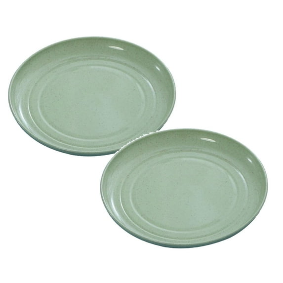 ZOURIH 6 inch Wheat Straw Plates, 2 Pack Small Plates, Lightweight Unbreakable Plastic Dinner Plates for Adult Dinner Camping Salad Dessert,Green